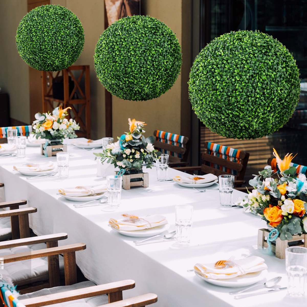 2er Buchsbaumkugel Buchsbaum Kugel UV-beständig Formschnitt Kunstpflanze Dekopflanze Dunkelgrün