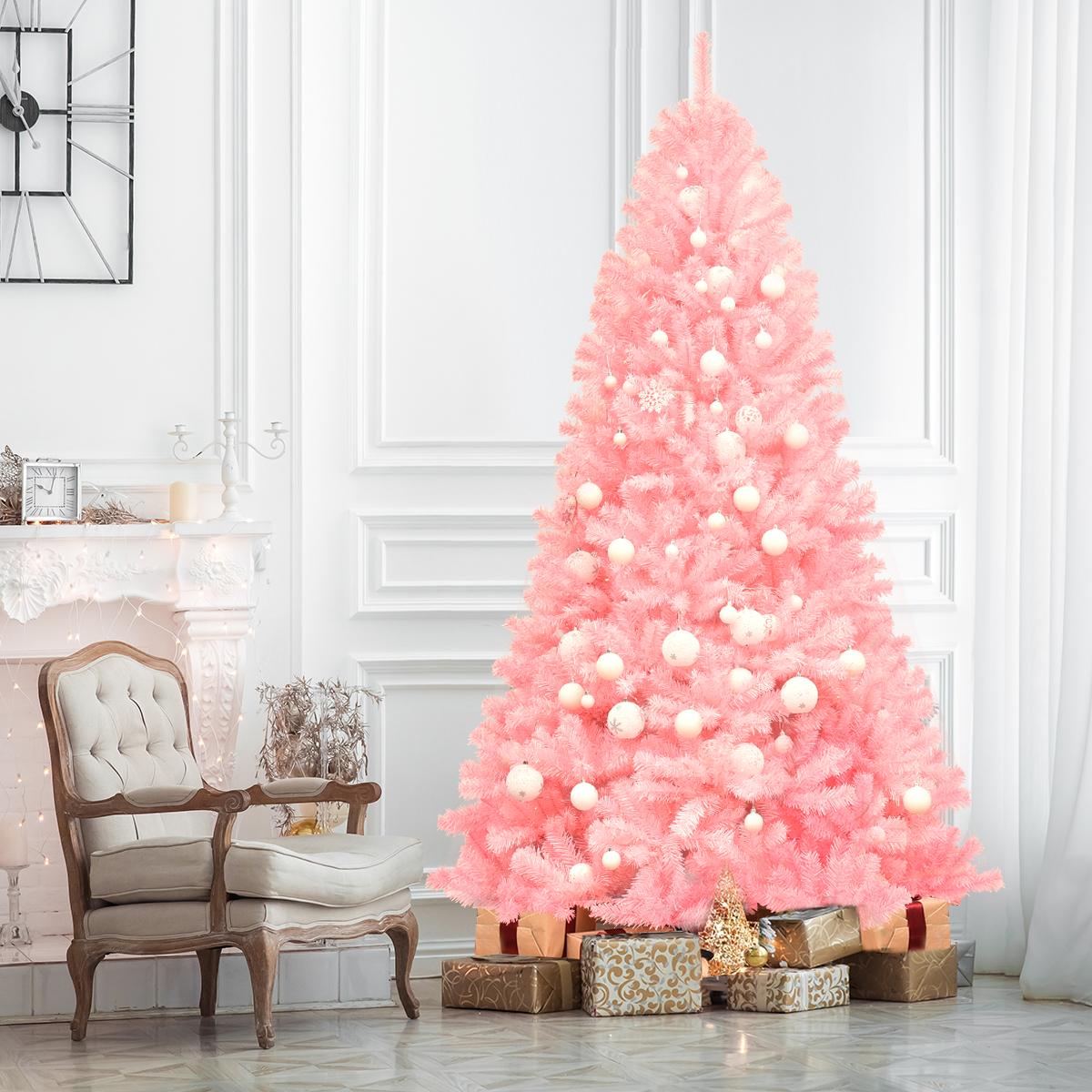 225 cm Künstlicher Weihnachtsbaum Christbaum PVC-Material Kunstbaum Weihnachten Rosa
