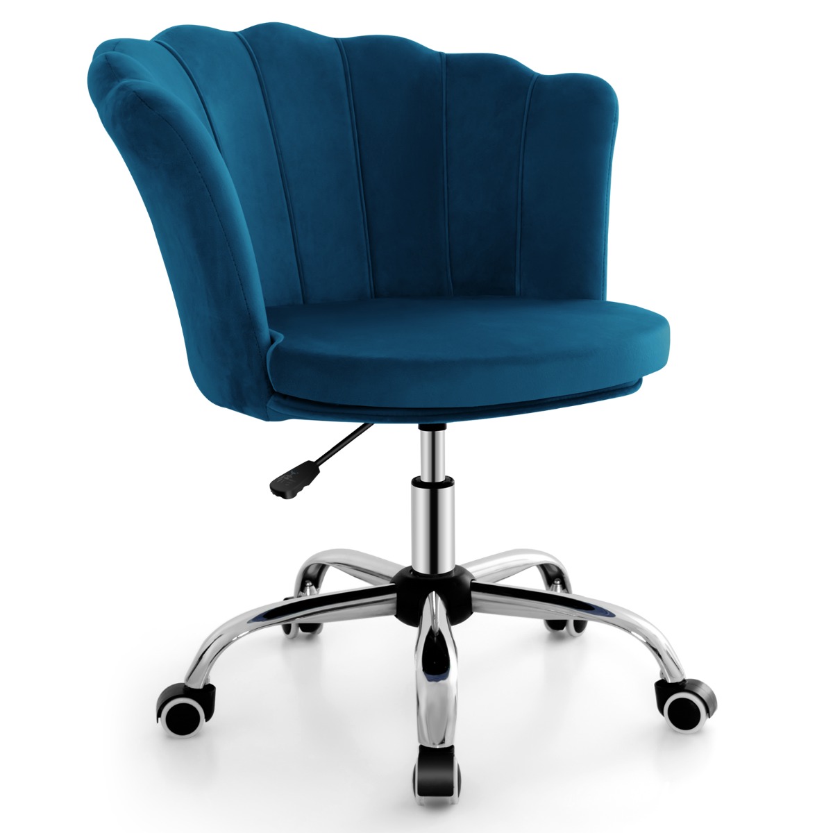 Höhenverstellbarer Bürostuhl aus Samt mit Rollen & Ergonomischem Design Computerstuhl Blau