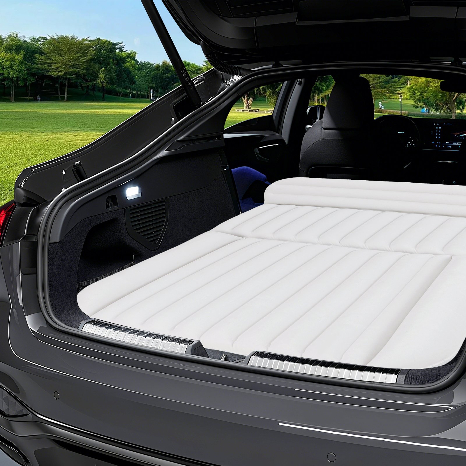 Auto Matratze 190 x 130 cm SUV Luftmatratze doppelseitig aufblasbares Luftbett mit Luftpumpe Beige