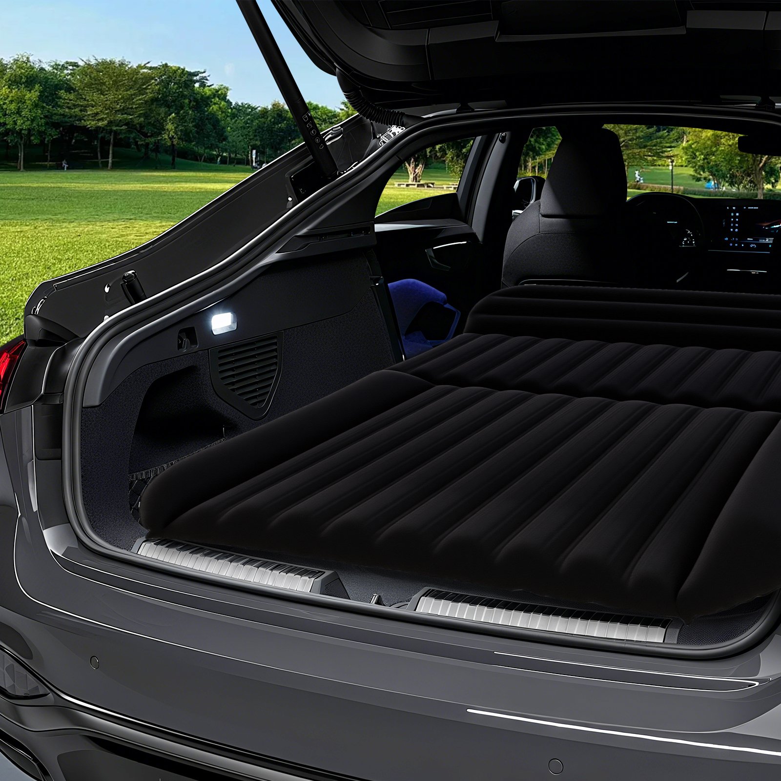 Auto Matratze 190 x 130 cm SUV Luftmatratze doppelseitig aufblasbares Luftbett mit Luftpumpe & Tragetasch Schwarz