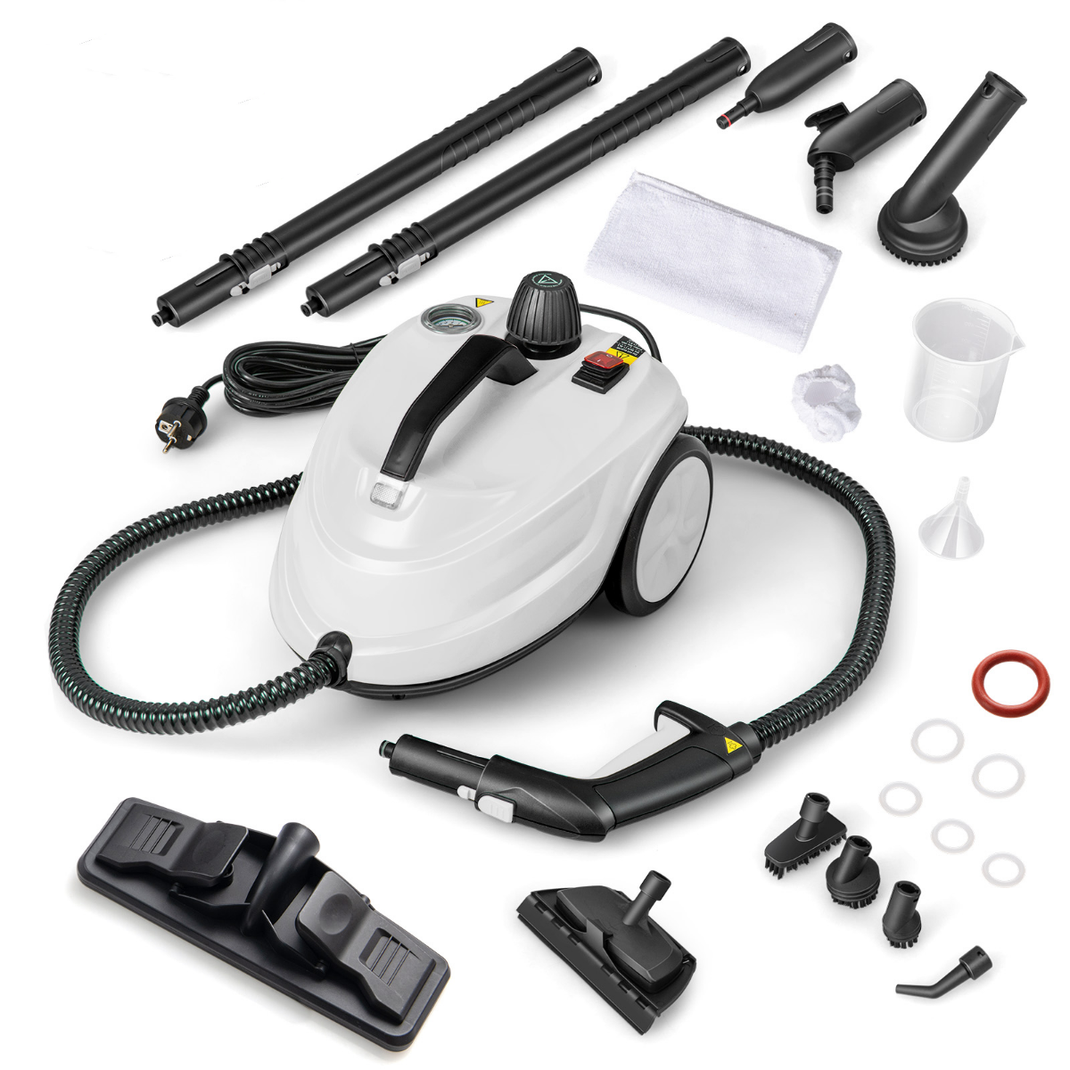 Tragbarer Dampfreiniger 2000W Hochdruck-Dampfreiniger mit 15-teiligem Zubehör vielseitiger Dampfmopp Weiß