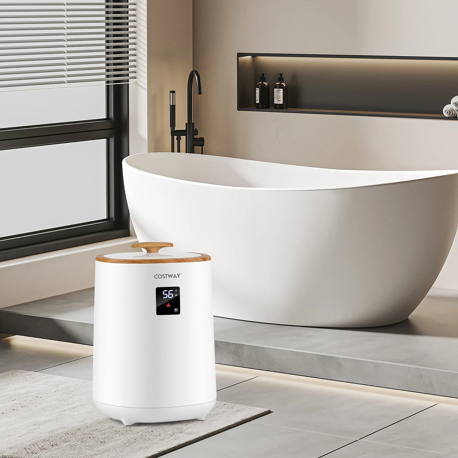 Eimer Handtuchwärmer für das Badezimmer 18 L großer Deckenwärmer mit LED-Anzeige Weiß