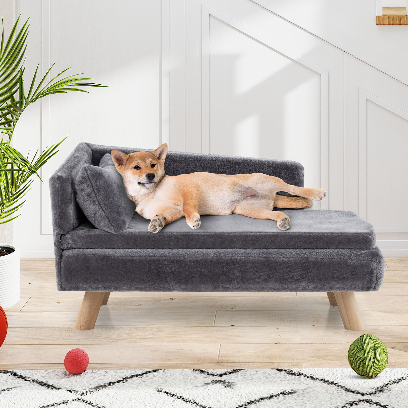 Erhöhtes Hundesofa für mittelgroße & kleine Hunde Welpen Katzen und Kätzchen Hundecouch Grau