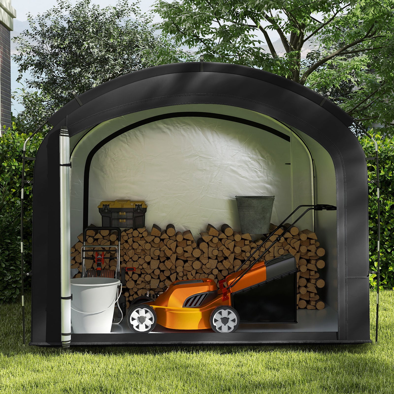 Fahrradgarage Outdoor-Fahrradabdeckung mit wasserfestem & silberbeschichtetem Gewebe Fahrradschuppen Schwarz