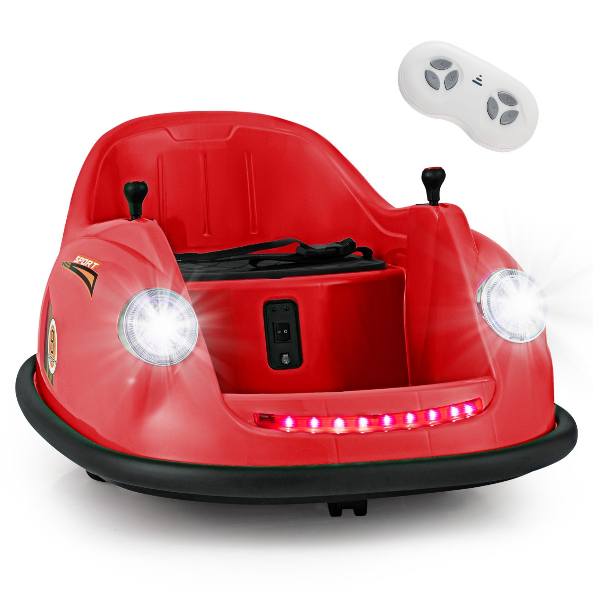 12V Autoscooter Kinder Elektro Bumper Car mit Fernsteuerung & LED-Lichtern & Musik Rot