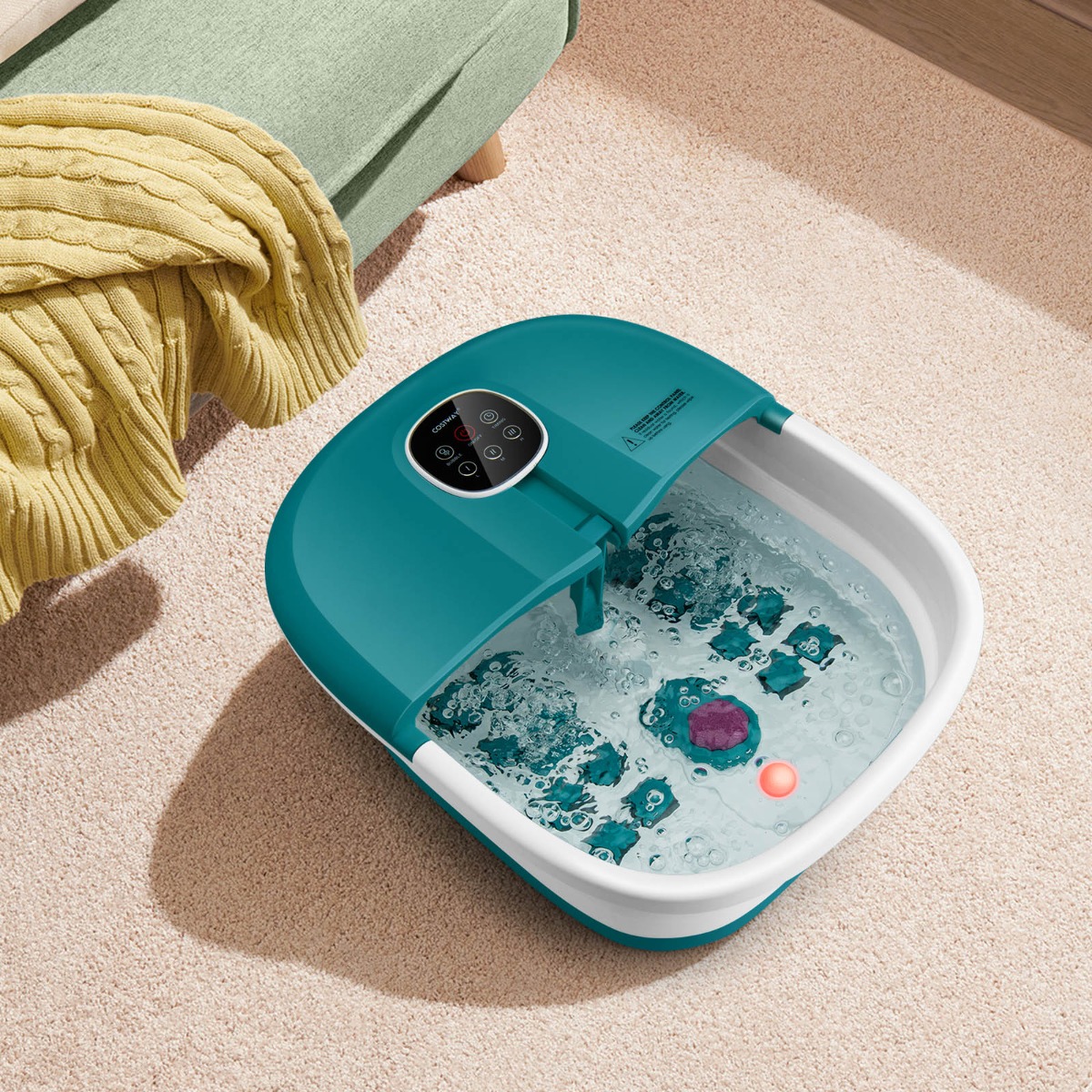 Fußbad Massagegerät Fußmassage Spa mit Fernbedienung Klappbar 33,5 x 41 x 20,5 cm Türkis