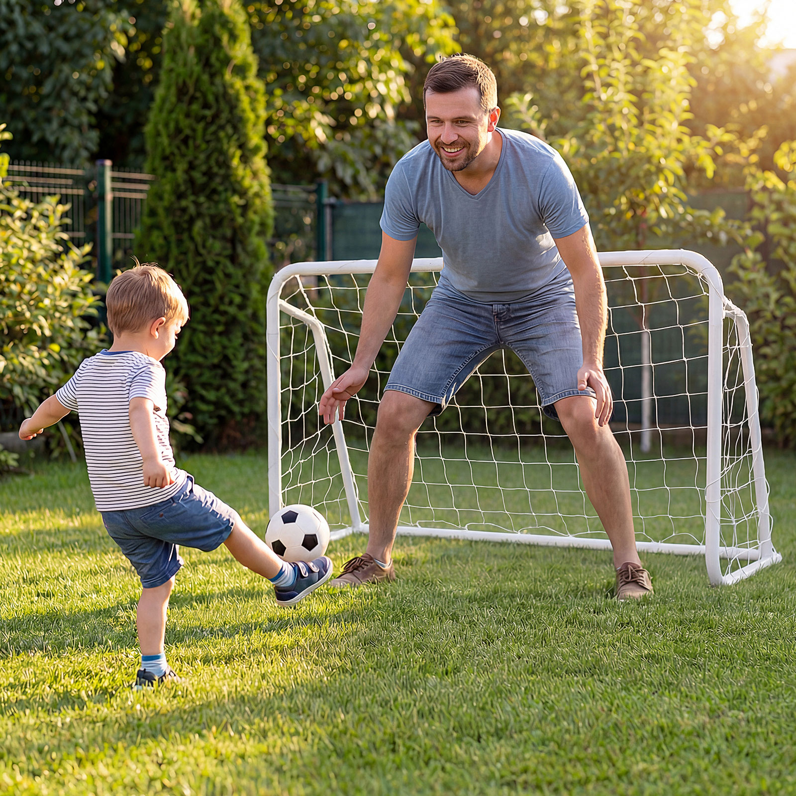 Fußballtor mit Hochfestem Netz & Metallrahmen Garten Wetterfeste Fussballtore für Kinder & Erwachsene