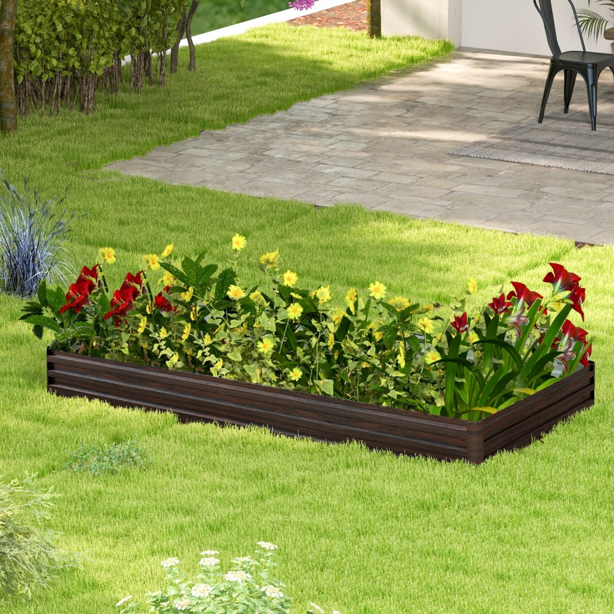 240 x 120 x 30 cm Metall Hochbeet mit Verstärkter Halterung & Offener Basis Kräuterbeet