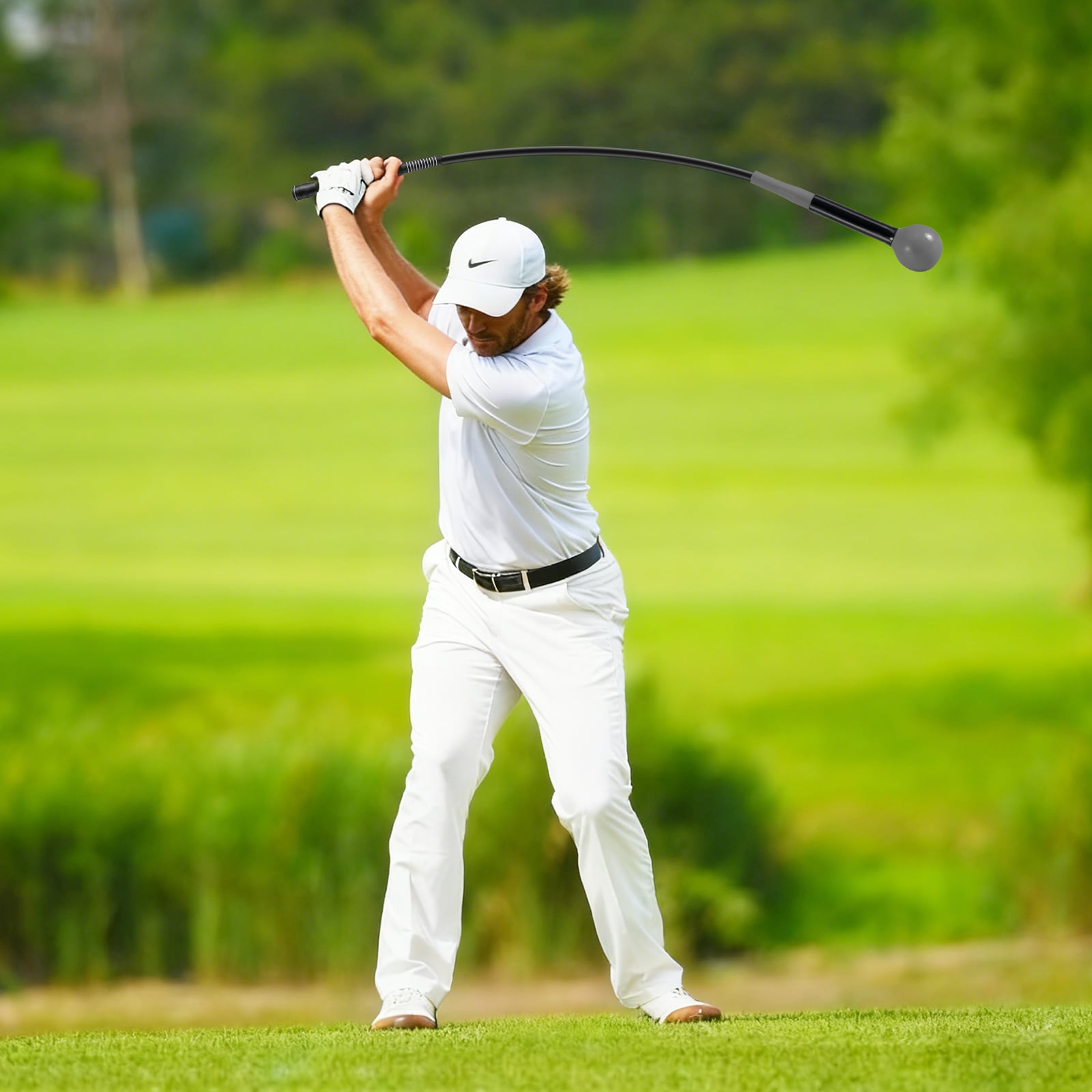 Golfschwungtrainer-Hilfe 100cm Golf Trainingshilfe mit Gewichts-Kopf für Griff Rhythmus Flexibilität Balance Grau