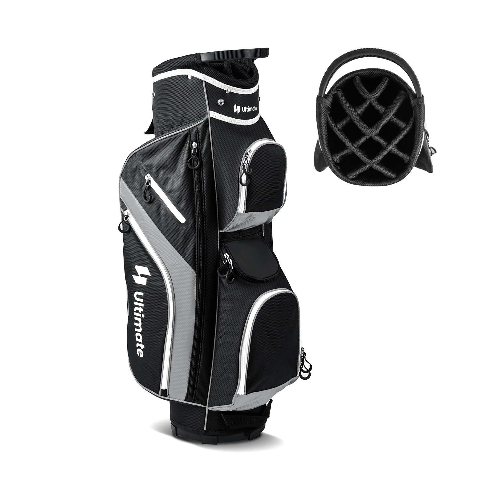 Golf Trolley-Tasche Golfschlägertasche mit 14 Fächern 9 Taschen Kühltasche Schuhfach Grau