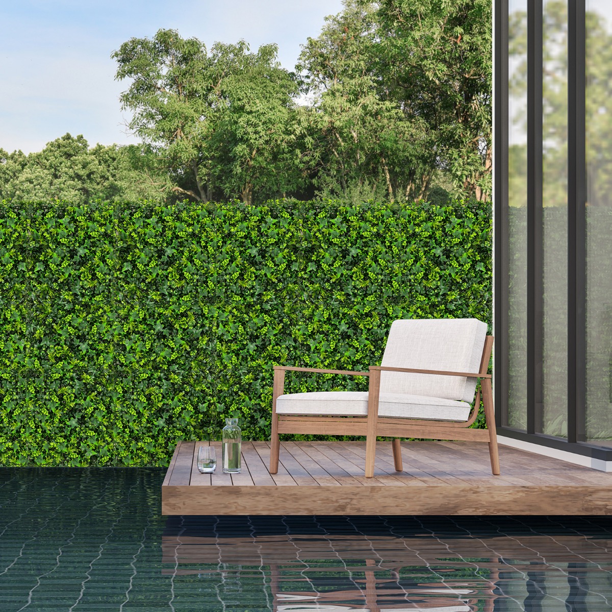 12 Stück Künstliche Hecke Pflanzenwand 50,5 x 50,5 cm UV-geschützt Gemischte Blätter