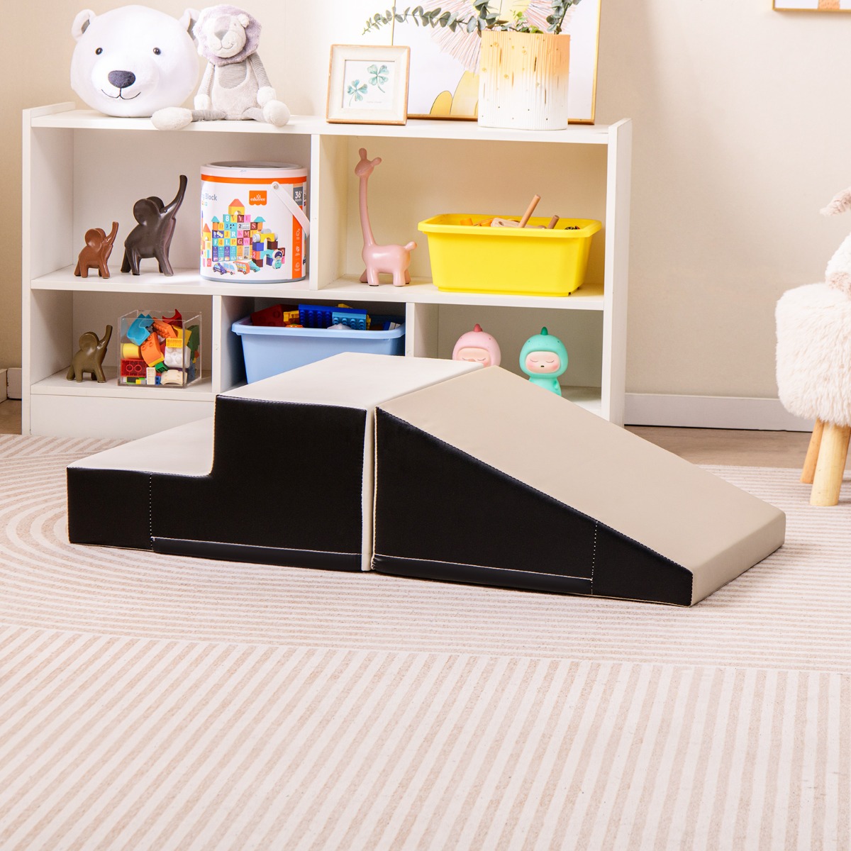 2 TLG. Kinder Schaumstoff Bausteine zum Toben & Klettern Softbausteine Riesenbausteine Schwarz