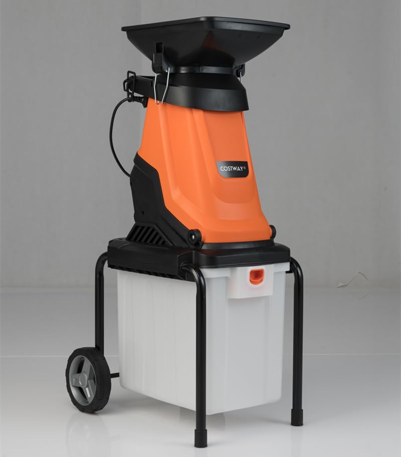 2800W Elektrischer Häcksler mit 50L Sammelbehälter Holzhäcksler Elektro Gartenhäcksler Orange