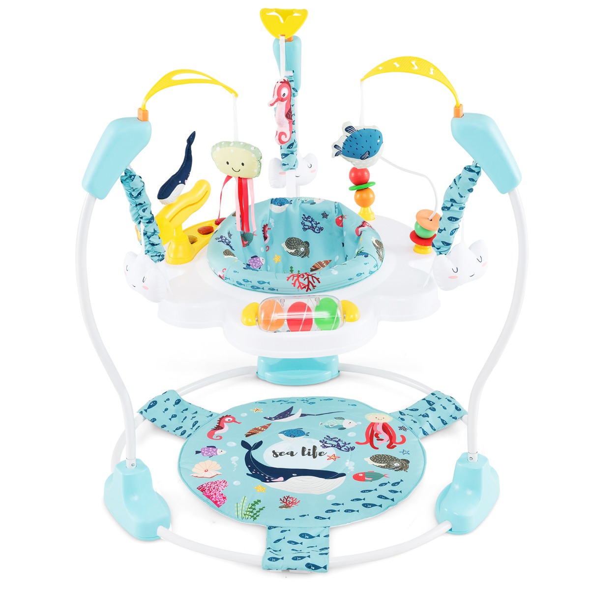 Baby Sky Jumperoo mit Verstellbaren Höhen & Spielzeuge & Spieluhr Lauflernhilfe Hellblau
