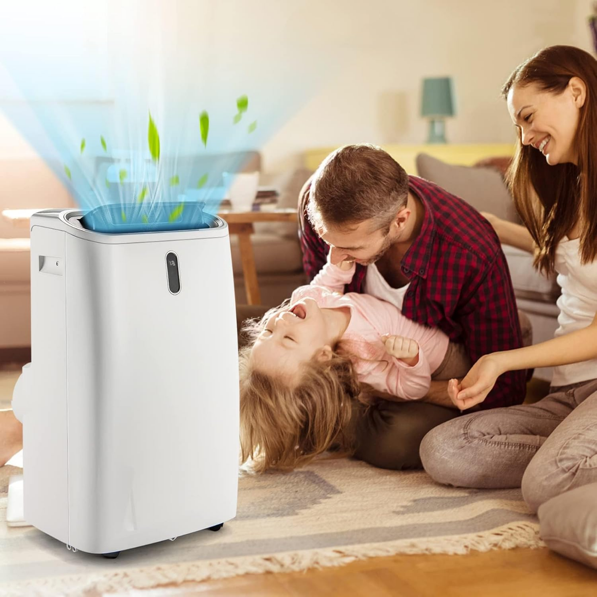 5 in 1 Klimagerät 14000 BTU Heiz&Kühl&Ventilator&Entfeucht Tragbare Klimaanlage für 40 ㎡ 44,5 x 39 x 77 cm Weiß