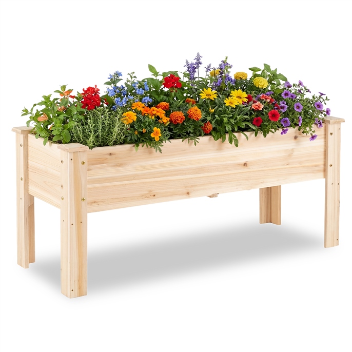 Holz Hochbeet mit Ablauflöchern & L-Beinen Pflanzbeet bis 100 kg Blumenkübel Kräuterbeet