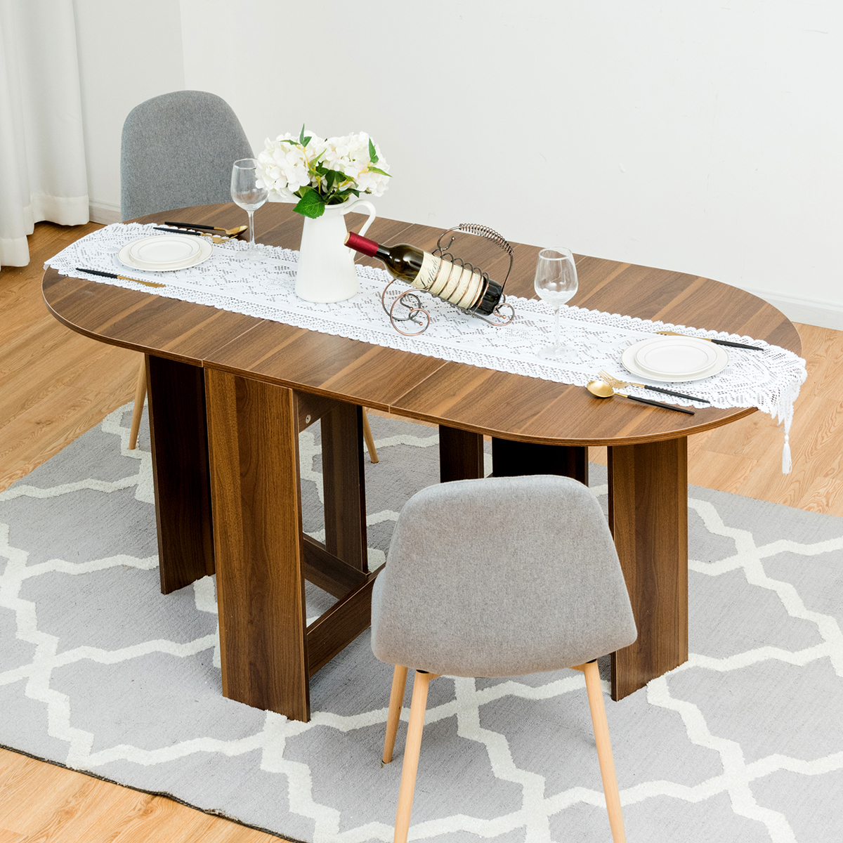 Klapptisch Rund Balkontisch Klappbarer Gartentisch Braun Holz