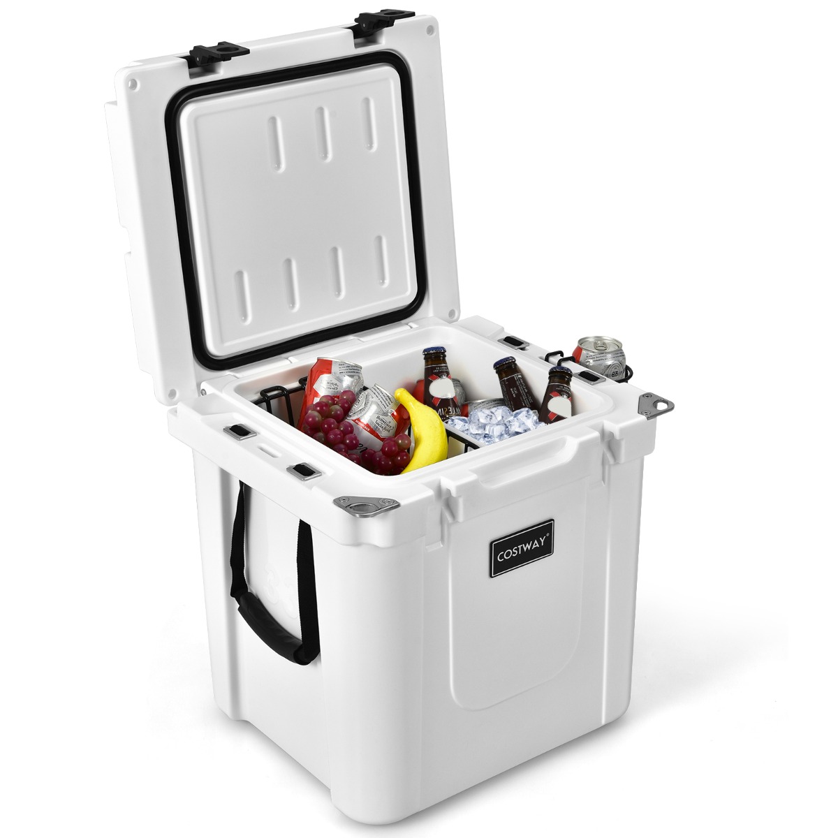 31L Isolierbox Kühlbox Wärmebehälter mit Schneidebrett für Camping Picknick 43,5 x 39 x 47 cm Weiß
