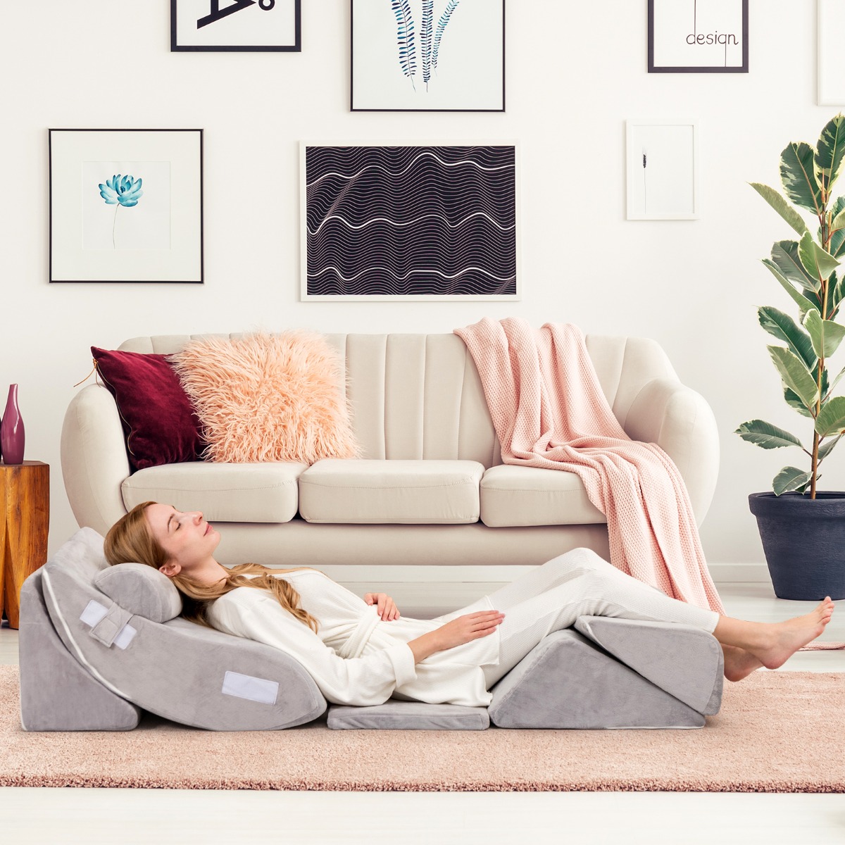 Keilkissen-Set 6-Teiliges Keilkissen-Set mit Nacken- und Beinschmerzlinderung Grau