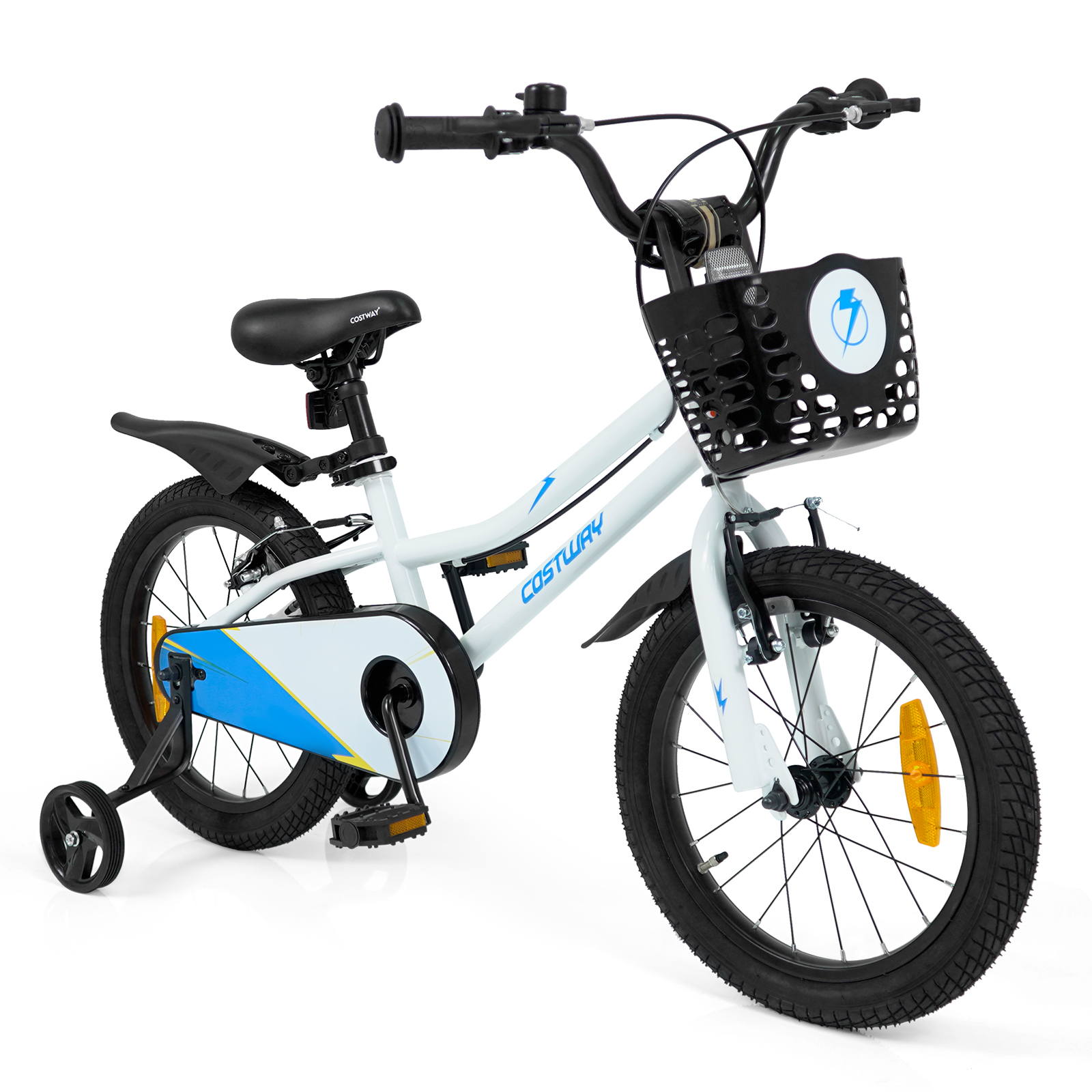 Kinderfahrrad 16 Zoll Fahrrad mit Höhenverstellbarem Sattel & Lenker für 4-7 Jahre Weiß