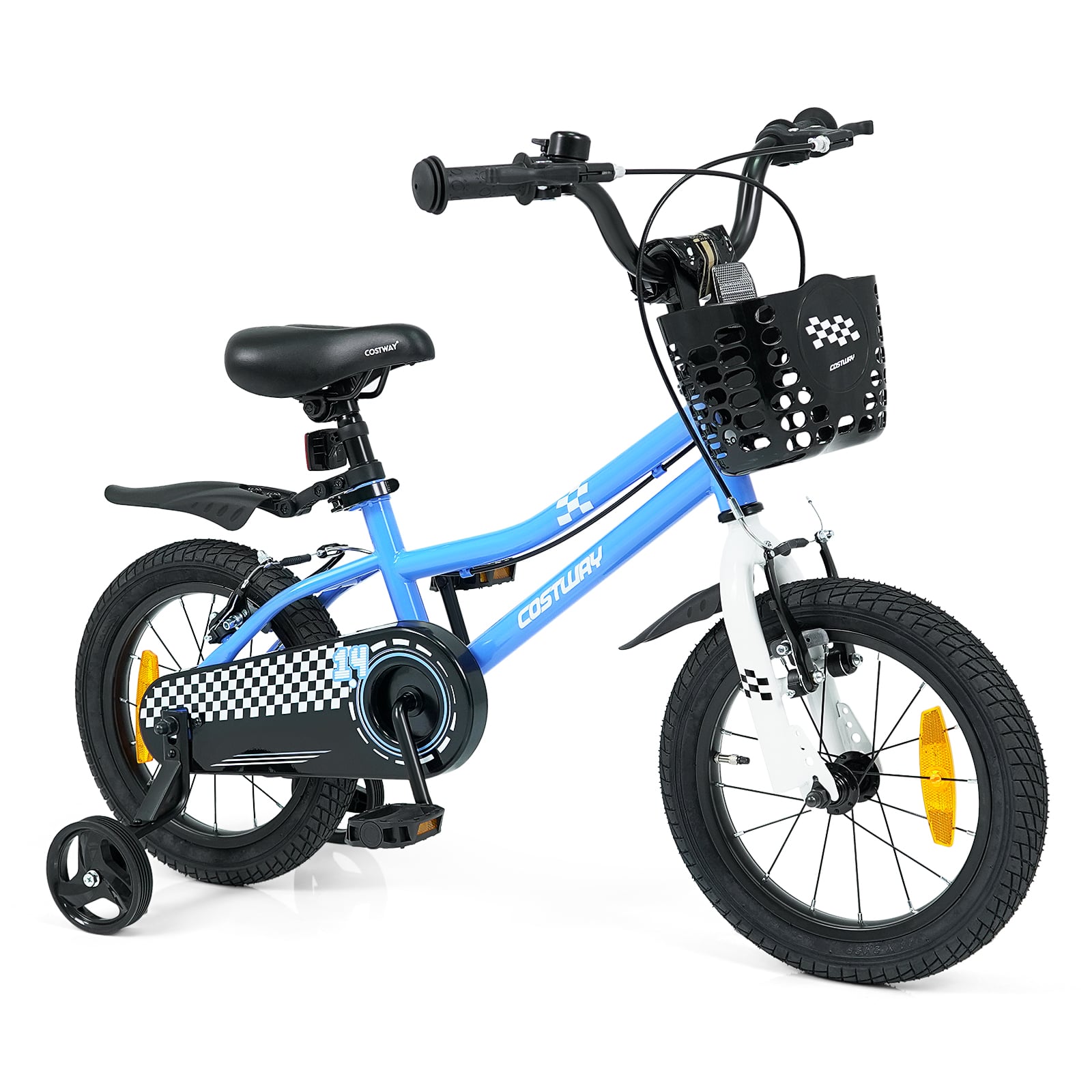 Kinderfahrrad 14 Zoll Fahrrad mit Höhenverstellbarem Sattel & Lenker für 3-5 Jahre Blau
