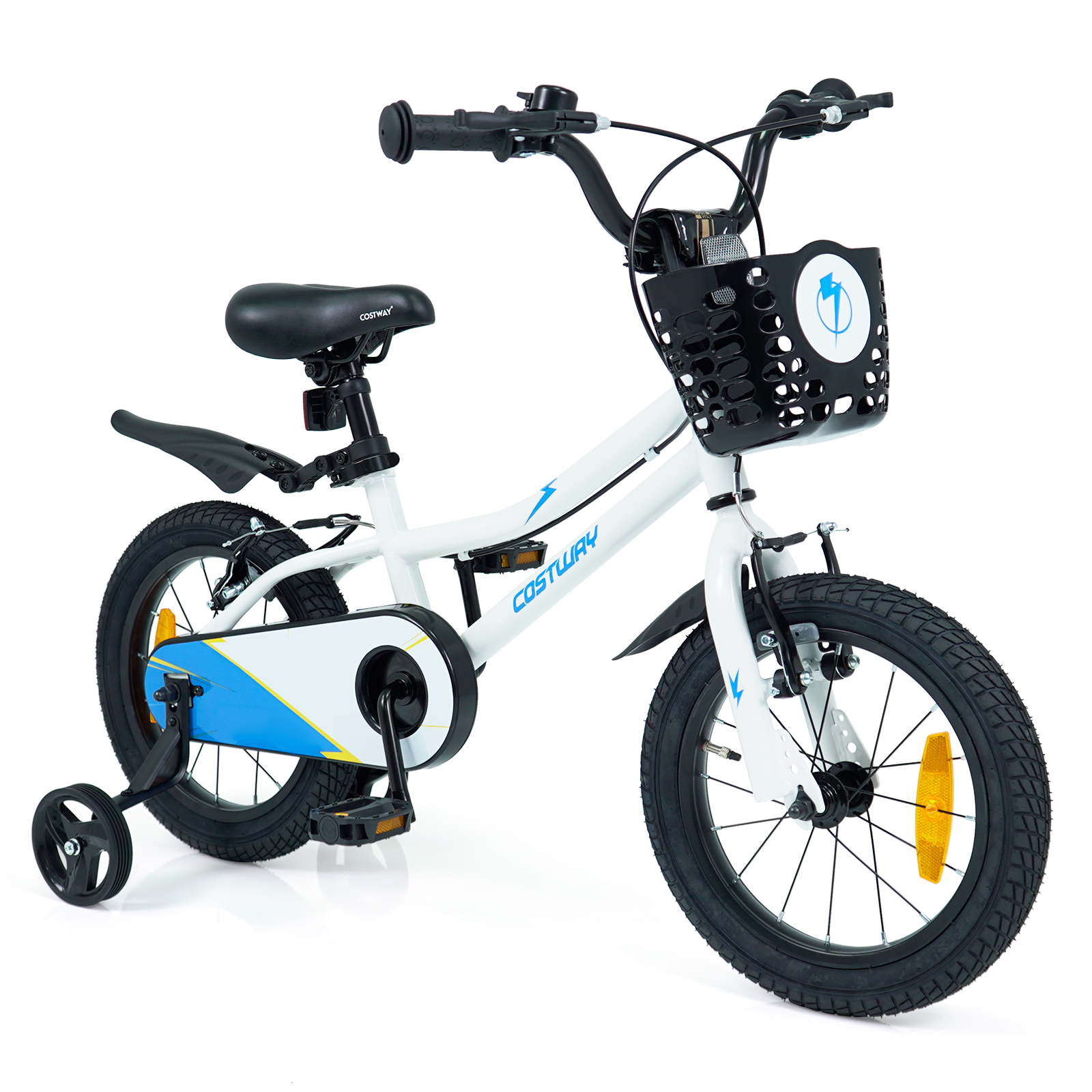 Kinderfahrrad 14 Zoll Fahrrad mit Höhenverstellbarem Sattel & Lenker für 3-5 Jahre Weiß