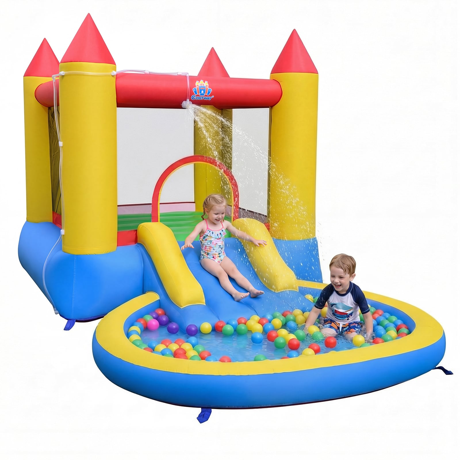 Hüpfburg mit Rutsche & Sprungbereich & Planschbecken Bouncy Castle 362 x 196,5 x 193 cm