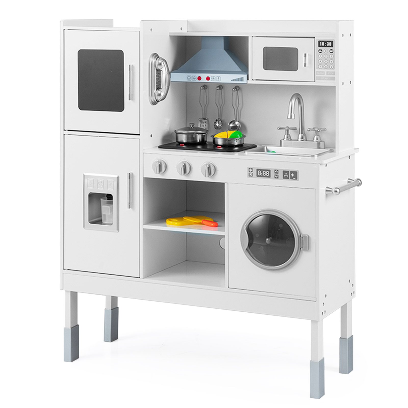 Kinderküche aus Holz mit 16 Spielzubehör für Kinder ab 3 J. 83 x 29 x 103 cm Weiß