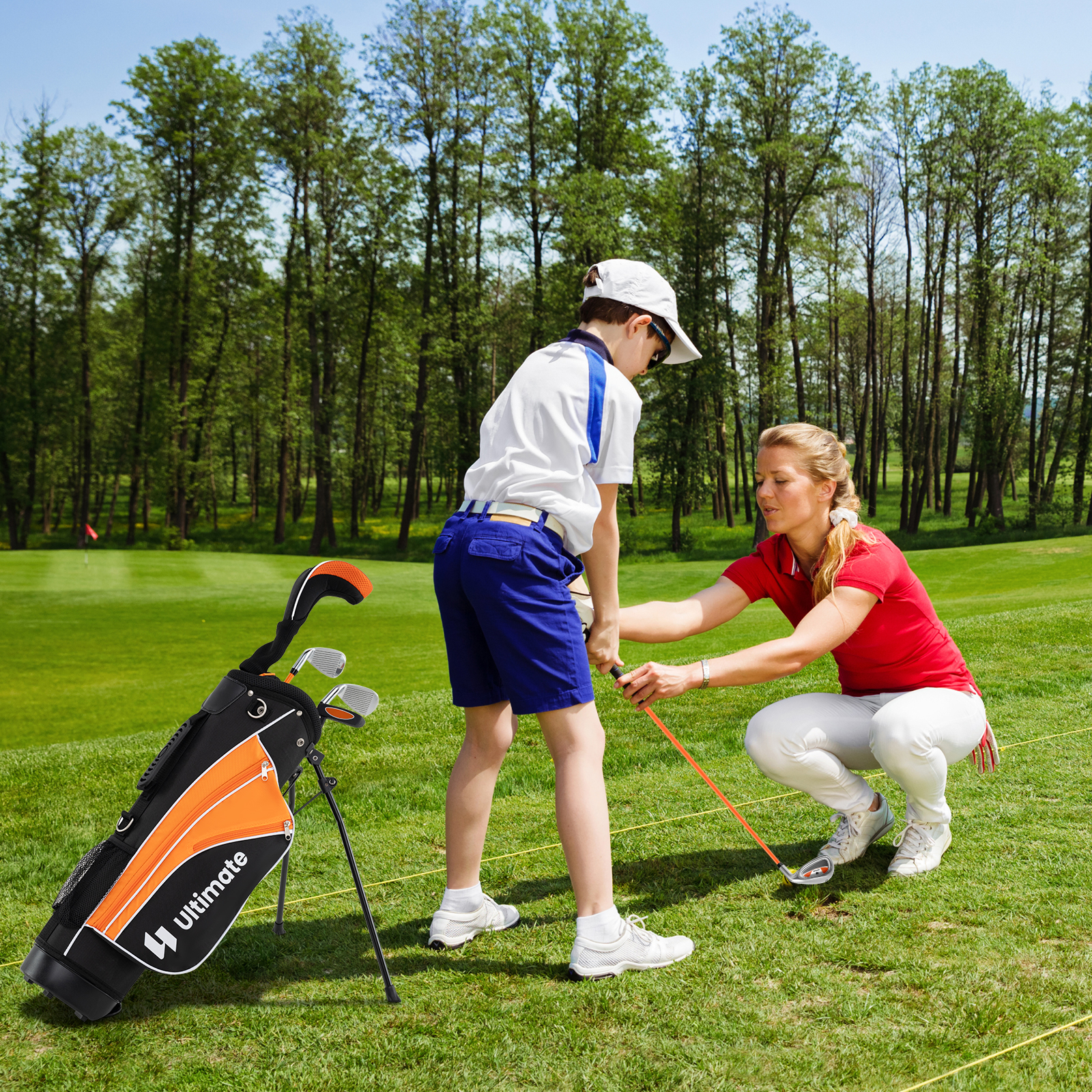 Kinder Komplettes Golf-Schlägerset Rechtshänder Golfset für Kinder von 8-10 Jahren Orange