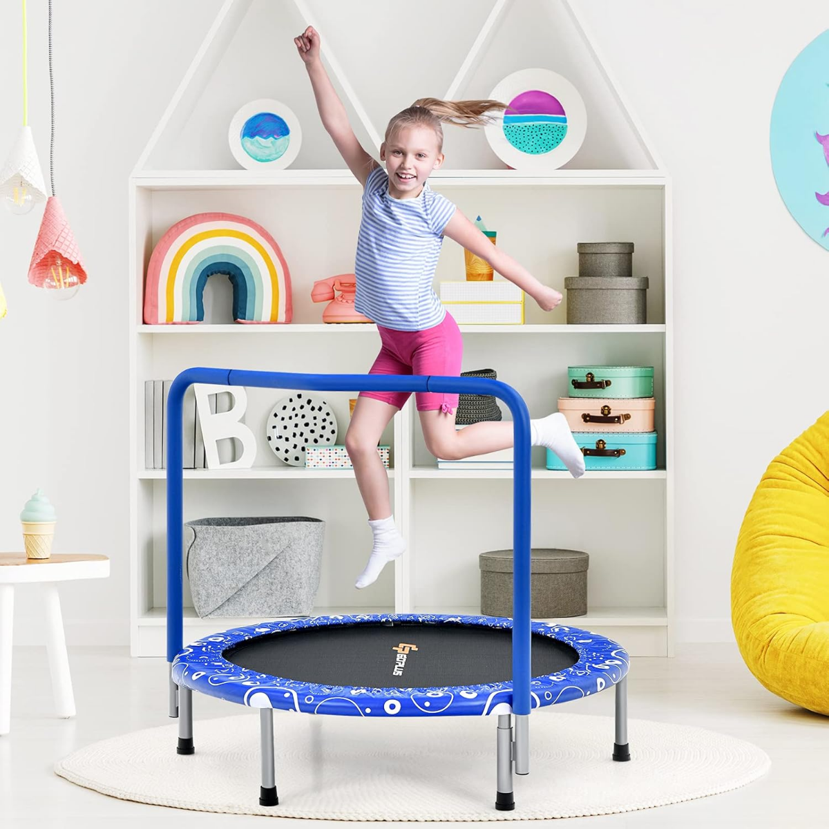 Kindertrampolin Mini-Trampolin klappbares Trampolin für Kleinkinder Blau + schwarz