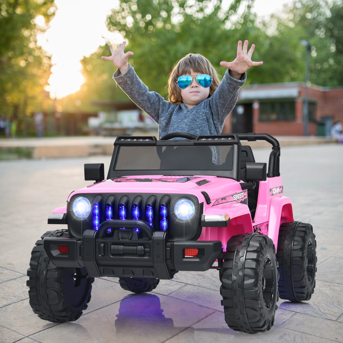 Kinder Elektroauto mit 2,4G-Fernbedienung & MP3 & Hupe 12V Elektro Kinderauto Rosa