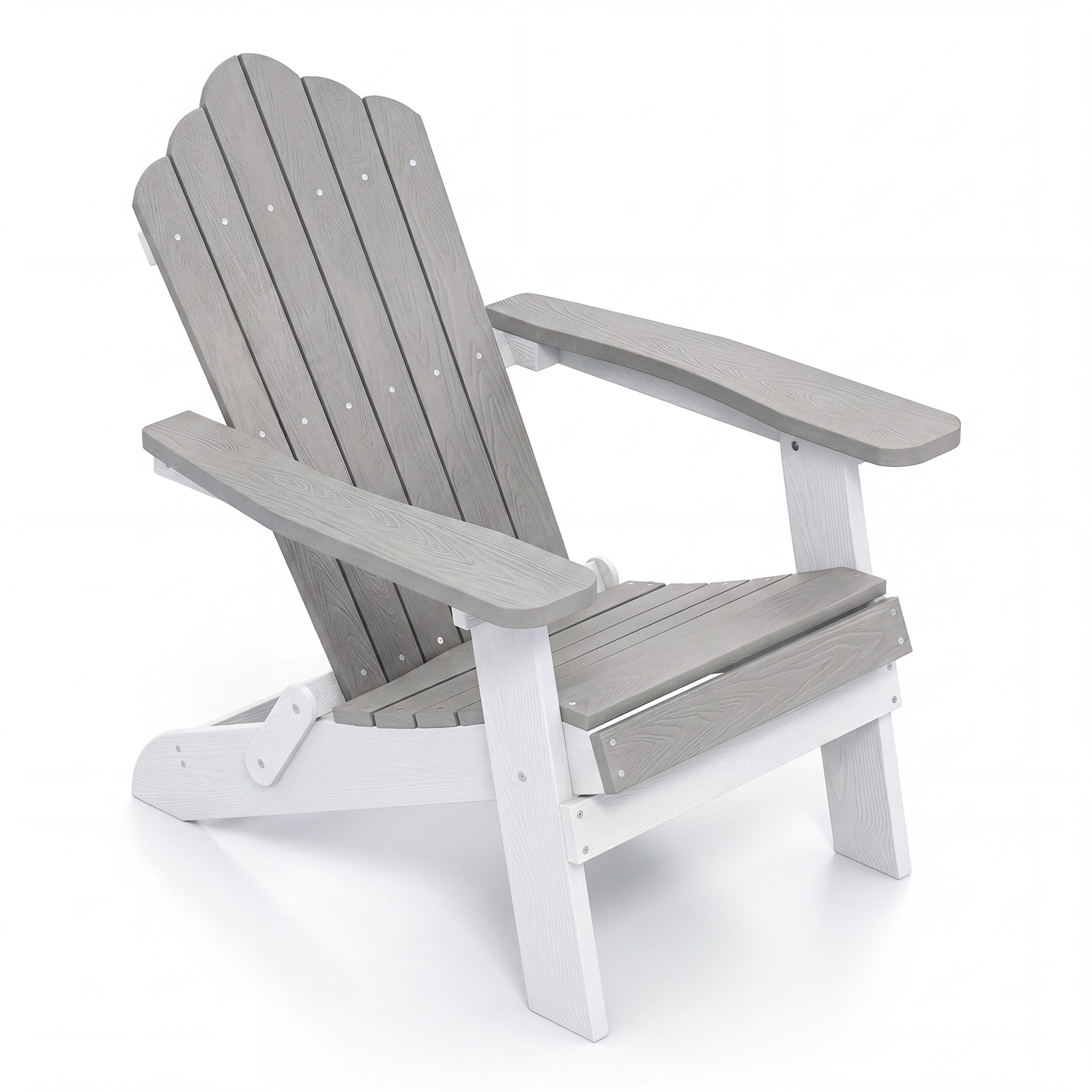 Klappbarer Adirondack Stuhl Wetterfester Adirondack Chair aus Kunststoff Grau + Weiß