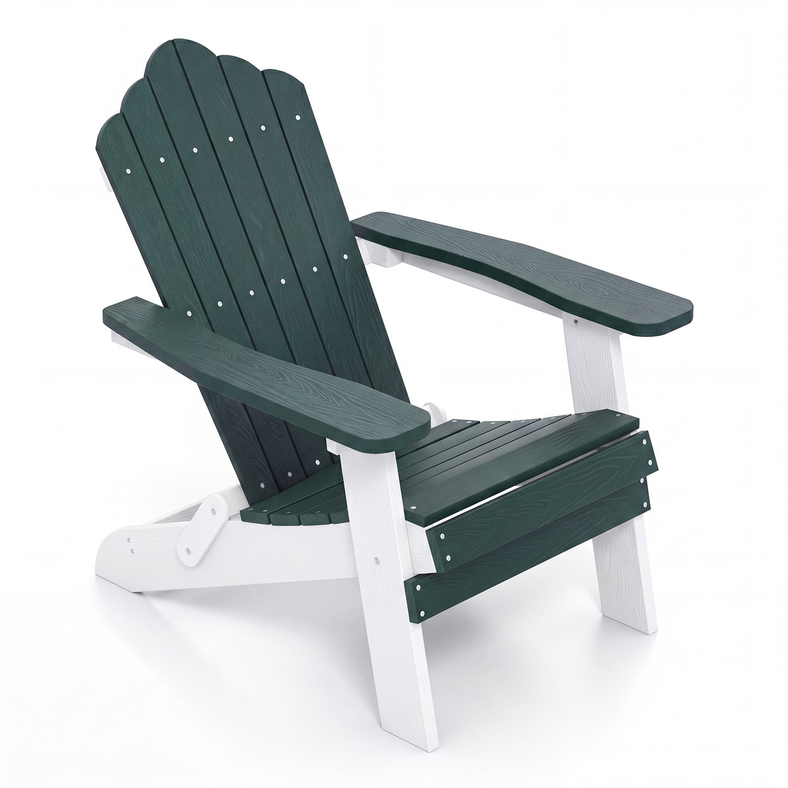 Klappbarer Adirondack Stuhl Wetterfester Adirondack Chair aus Kunststoff Grün + Weiß