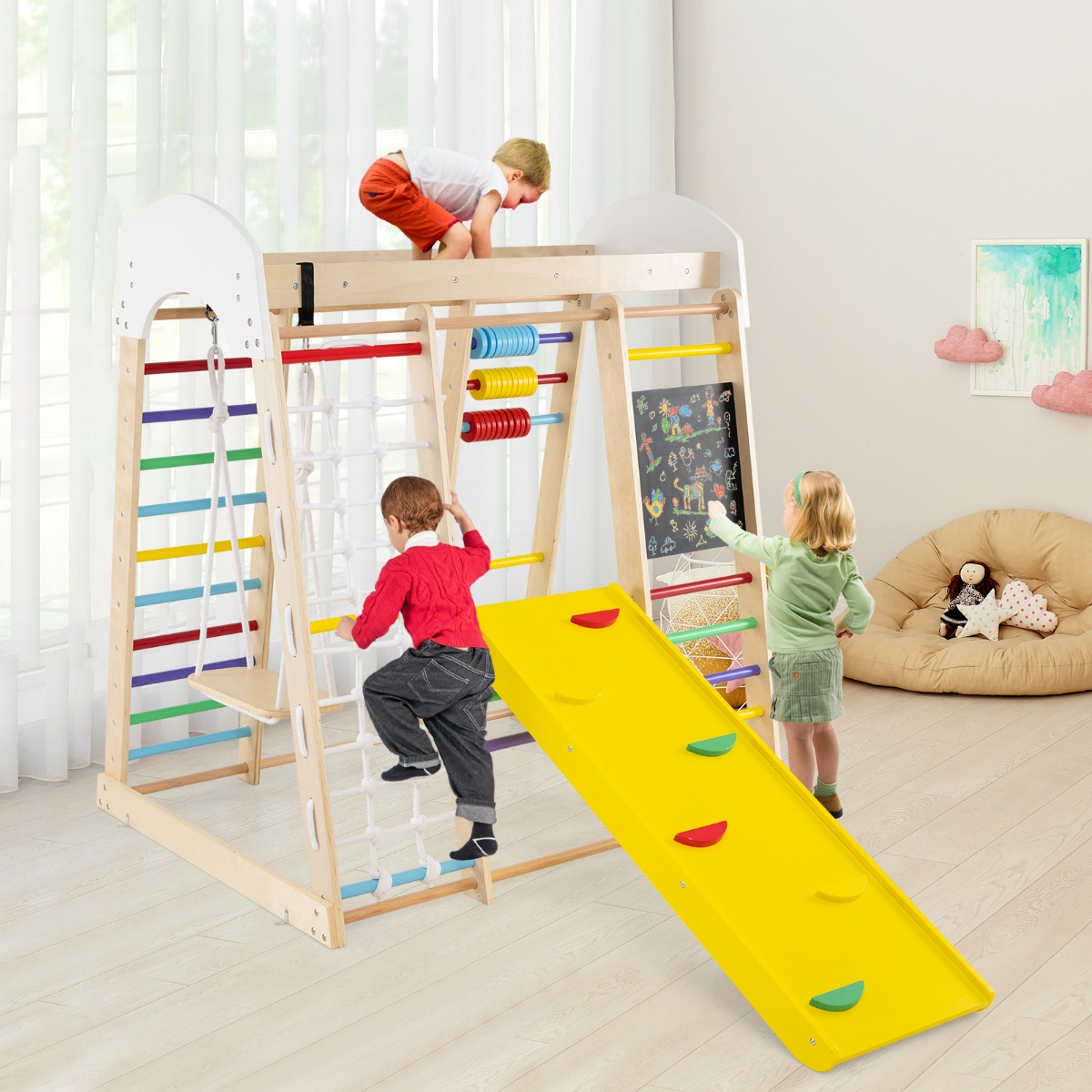 Kletterspielzeug-Set für Kleinkinder mit Rutsche Schaukel 124 x 119 x 138 cm Bunt