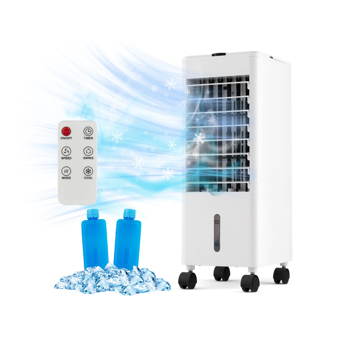 Klimaanlage ohne Abluftschlauch 3 in 1 Luftkühler & Ventilator & Luftbefeuchter mit 3 Modi & 12H Timer Weiß
