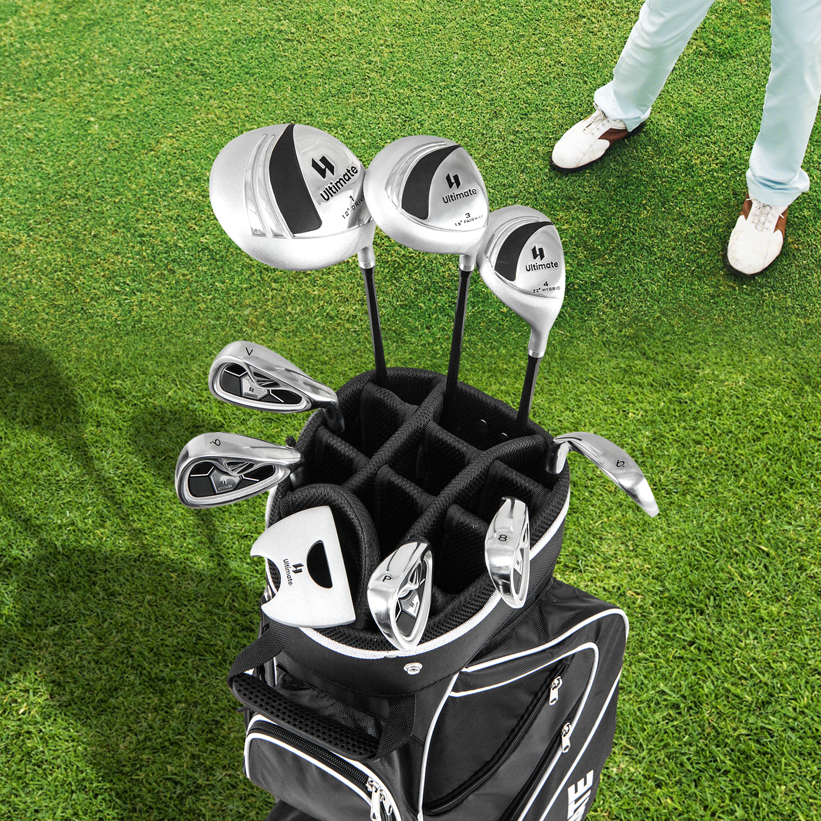 Komplettes Golfschläger-Set Rechtshändig für Damen Golfschlägersätze mit Tragetasche Schwarz