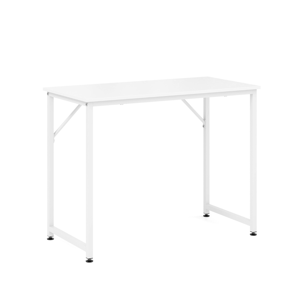 PC-Tisch mit Verstellbaren Fußpolstern Kompakter Computertisch Schreibtisch 100 x 50 x 77 cm Weiß