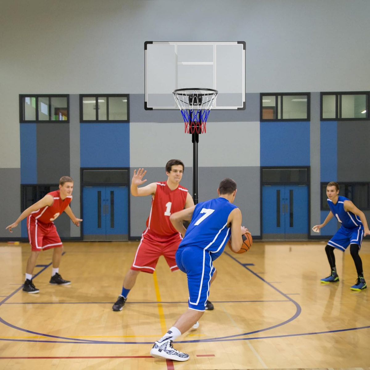 Basketballkorb Outdoor 135/143-305 cm Höhenverstellbarer Basketballständer mit 2 Rädern