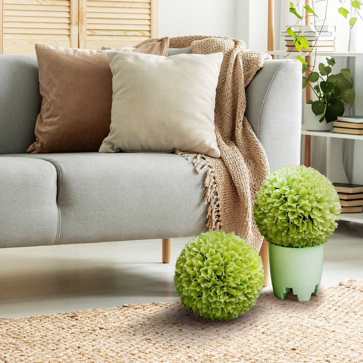 2er Buchsbaumkugel UV-beständige Dekokugeln Formschnitt Kunstpflanze Dekopflanze Ø28 cm Grün