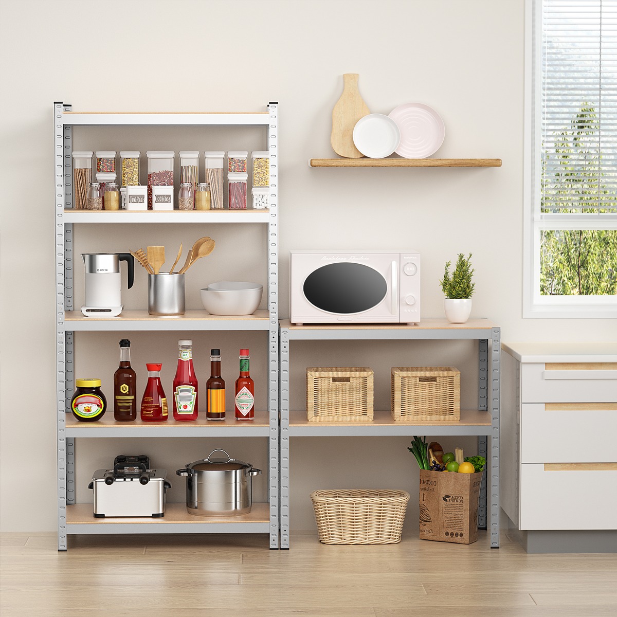 Lagerregal Schwerlastregal Steckregal Metallregal 5 Ebenen Werkstattregal 91 x 46 x 183 cm Silber