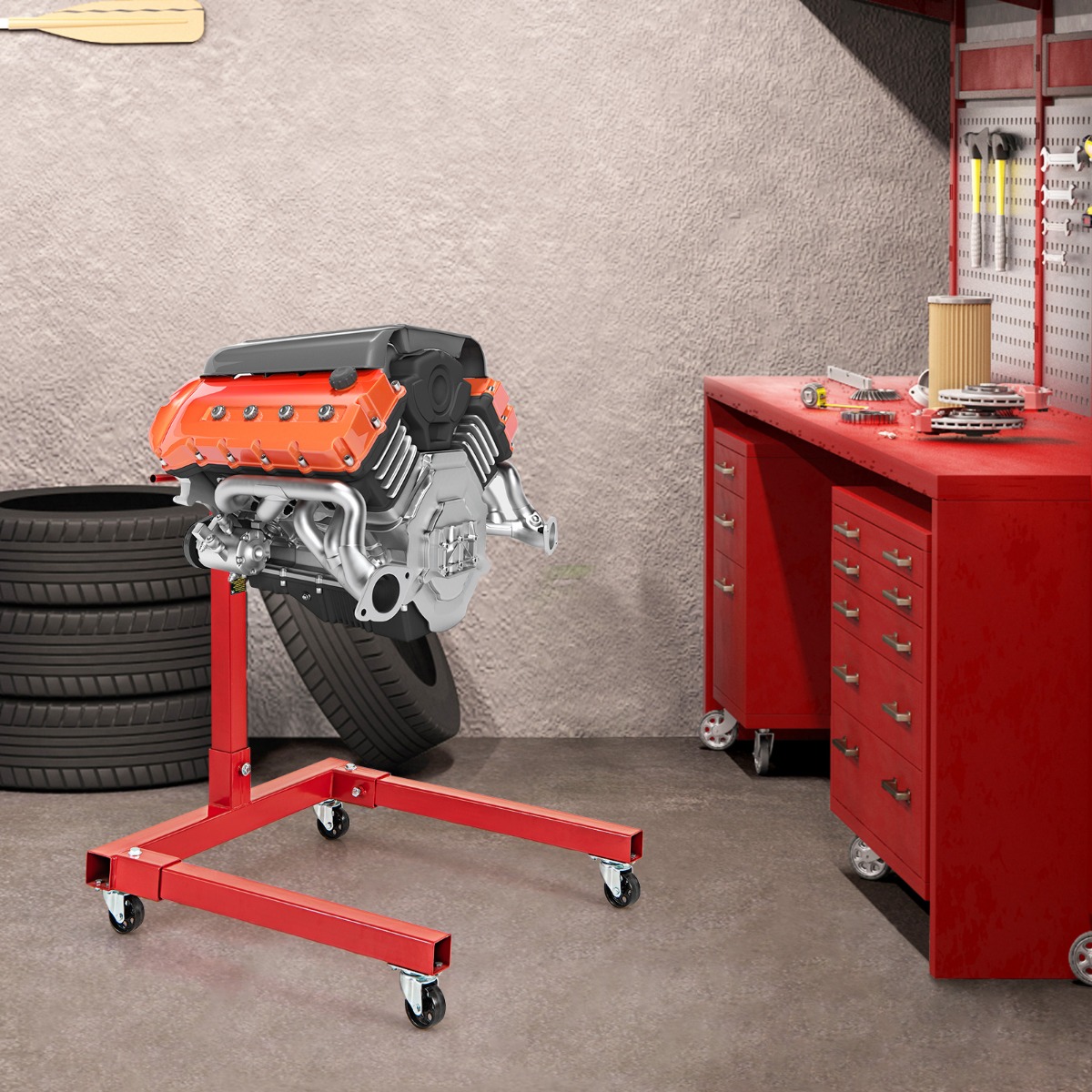 Motorständer 680 kg Motorheber 360° drehbar mit 4 verstellbaren Armen Motorhalter für Garagen