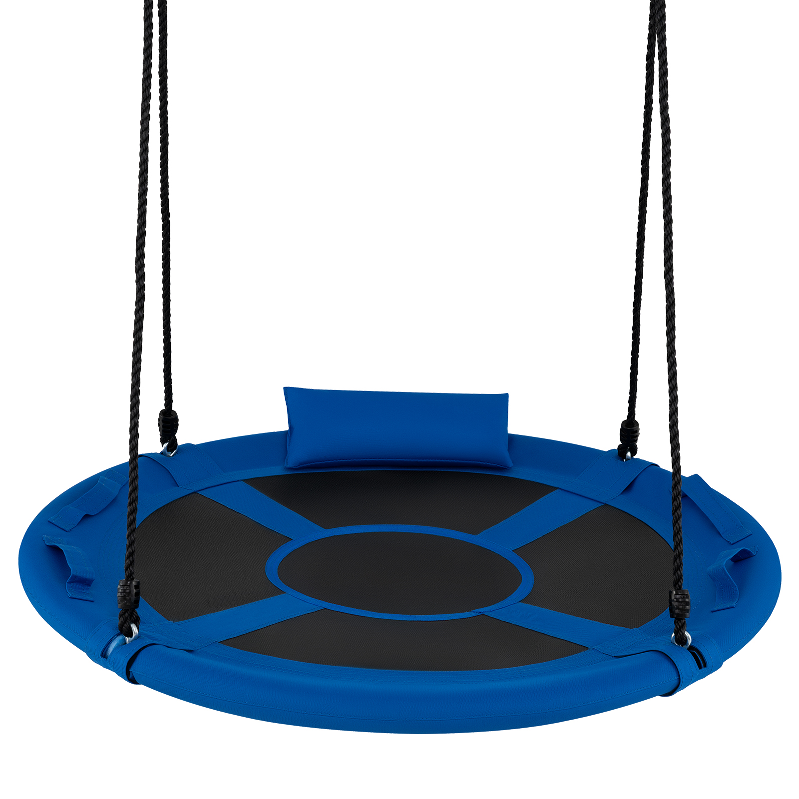 Ø100 cm Nestschaukel mit Kissen & Griffe Kinderschaukel mit 100-180 cm Höhenverstellbarem Seil Blau