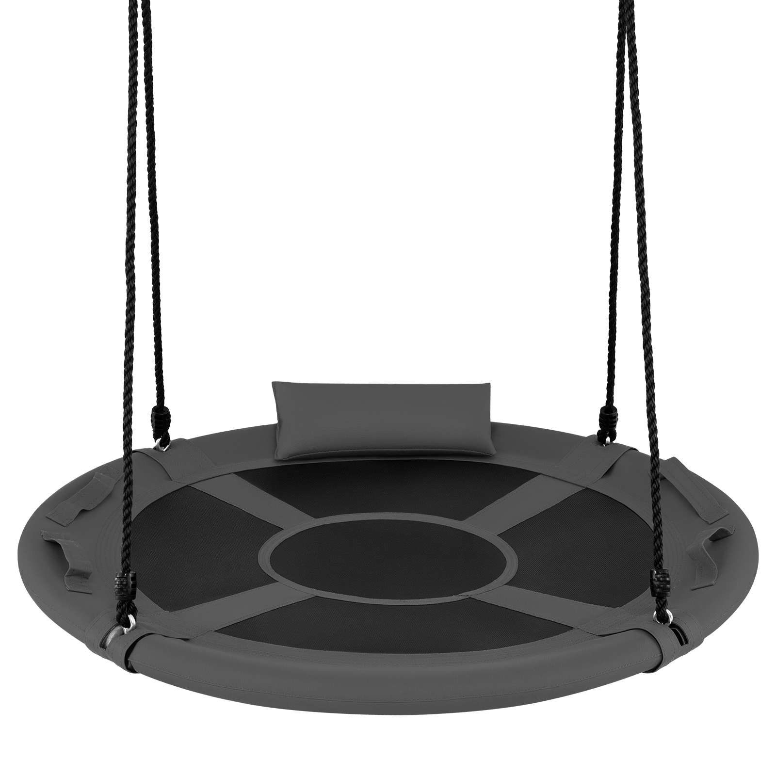 Ø100 cm Nestschaukel mit Kissen & Griffe Kinderschaukel mit 100-180 cm Höhenverstellbarem Seil Grau