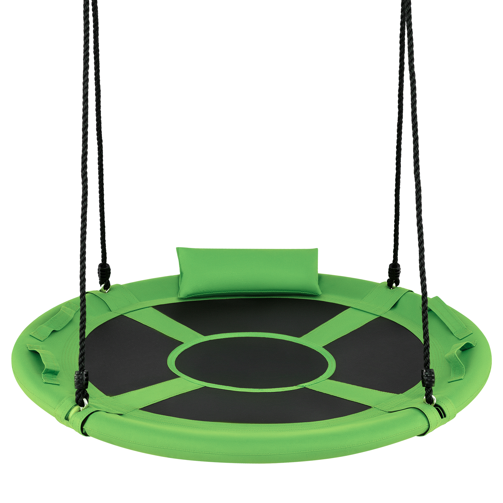 Ø100 cm Nestschaukel mit Kissen & Griffe Kinderschaukel mit 100-180 cm Höhenverstellbarem Seil Grün