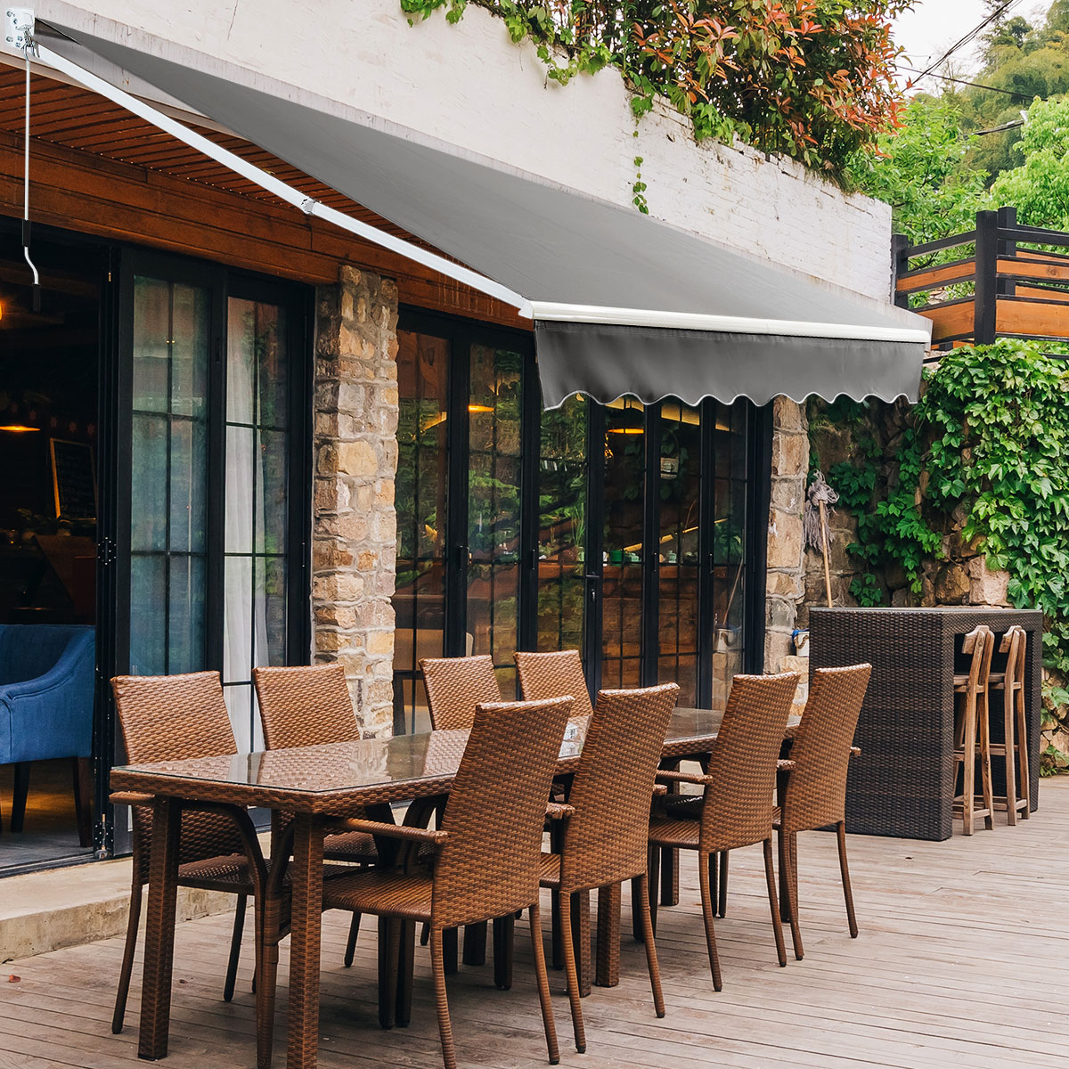 Sonnenschutz ausfahrbare Markise Aluminium Terrassen-Sonnenschutz 295 x 250 cm Grau