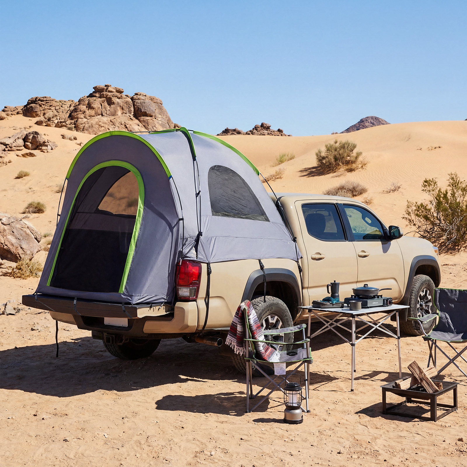 Pickup Truck Zelt für 4 Personen mit Abnehmbarem Regenschutz 168-177 cm Wasserfestes Campingzelt