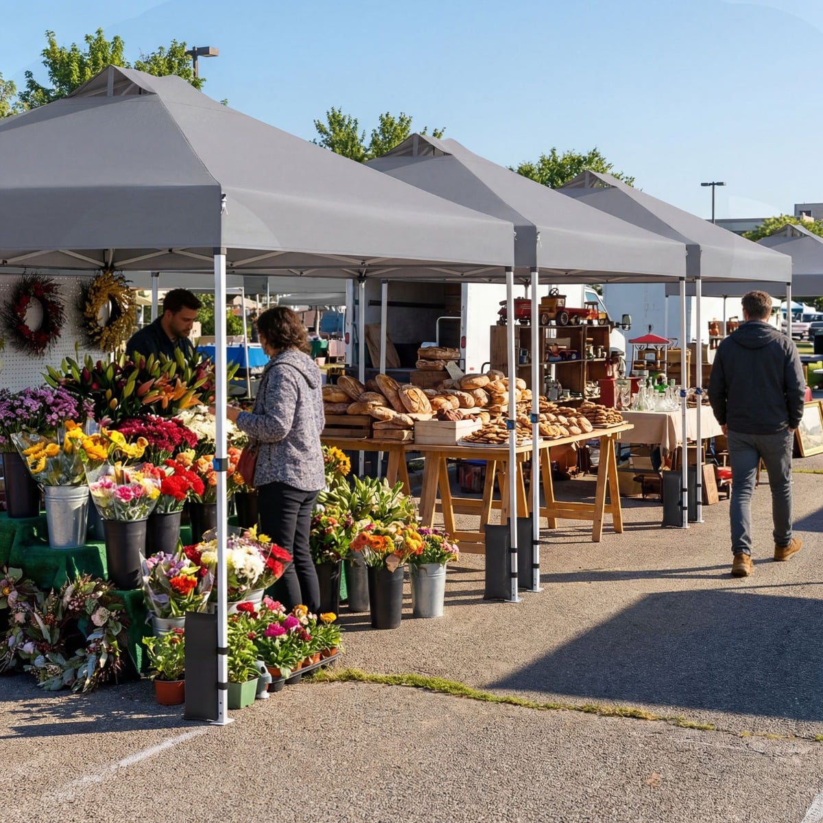 3 x 3 m Pop-Up Pavillon mit 4 Sandsäcken & Heringen & Seilen Faltpavillon Gartenpavillon Grau