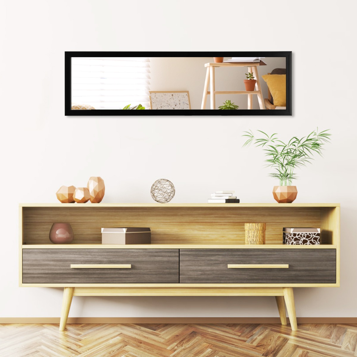 Rechteckiger Ganzkörperspiegel mit Hängehaken für Tür 33x119cm Schwarz