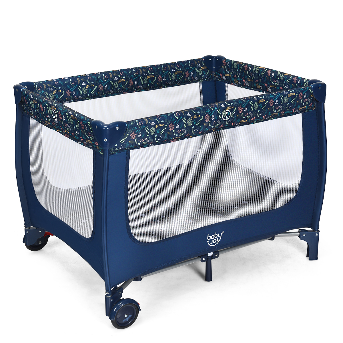2 in 1 Reisebett & Laufstall Klappbar Kinderbett 125 x 65 x 76 cm Blau